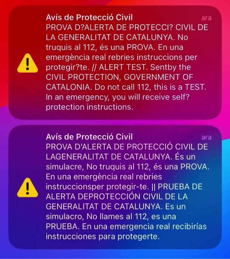 Image source Wikipedia: Test of the Spanish EU-Alert variant (ES-Alert) in Barcelona in 2023, on an iOS device.